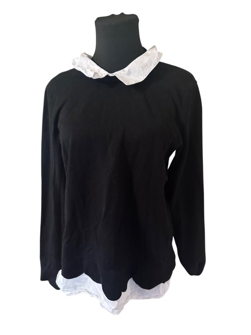 Cable % Gauge black and white Ltop with faux under shirt size L